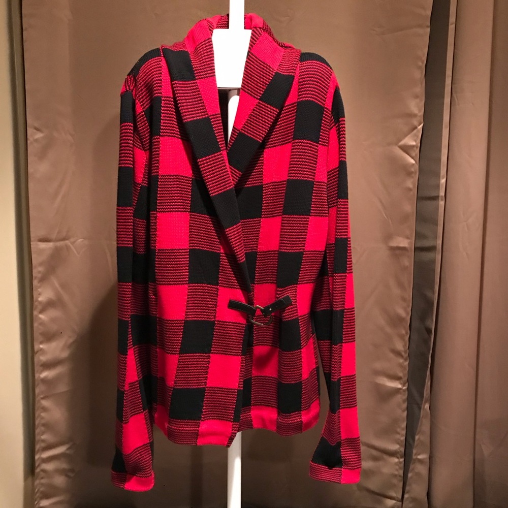 Chaps sweater size medium red/black buffalo check